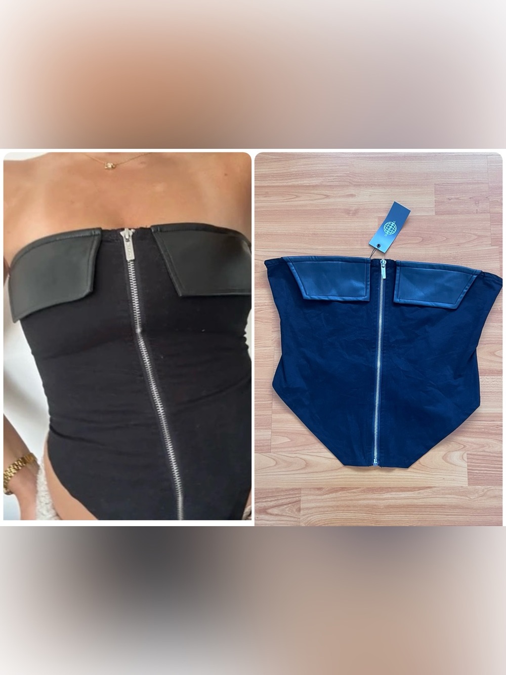 NWT Luxe To Kill Mixed Media Cargo Pocket Top